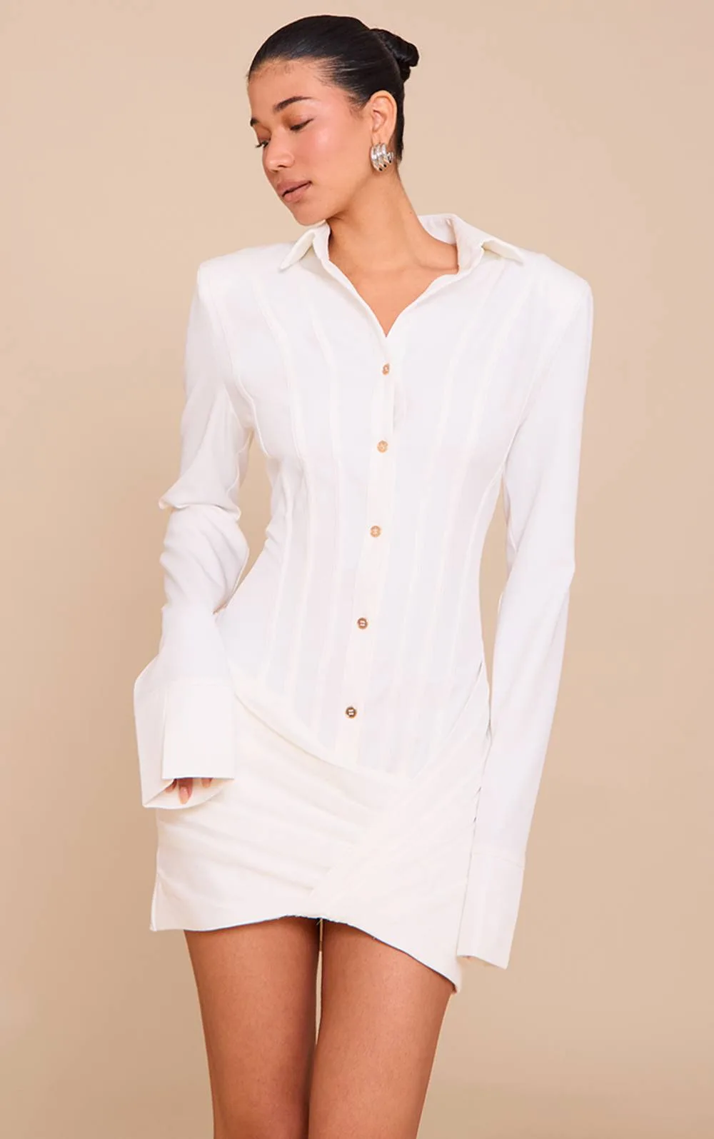 Structured Woven Wrap Shirt Dress