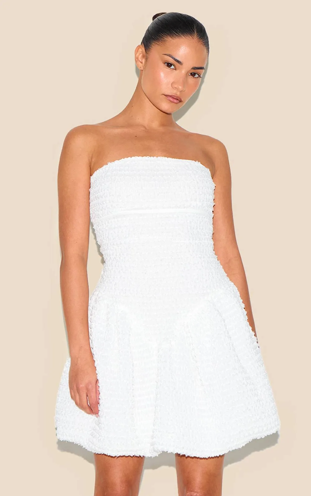 Jacquard Bandeau Puffball Dress