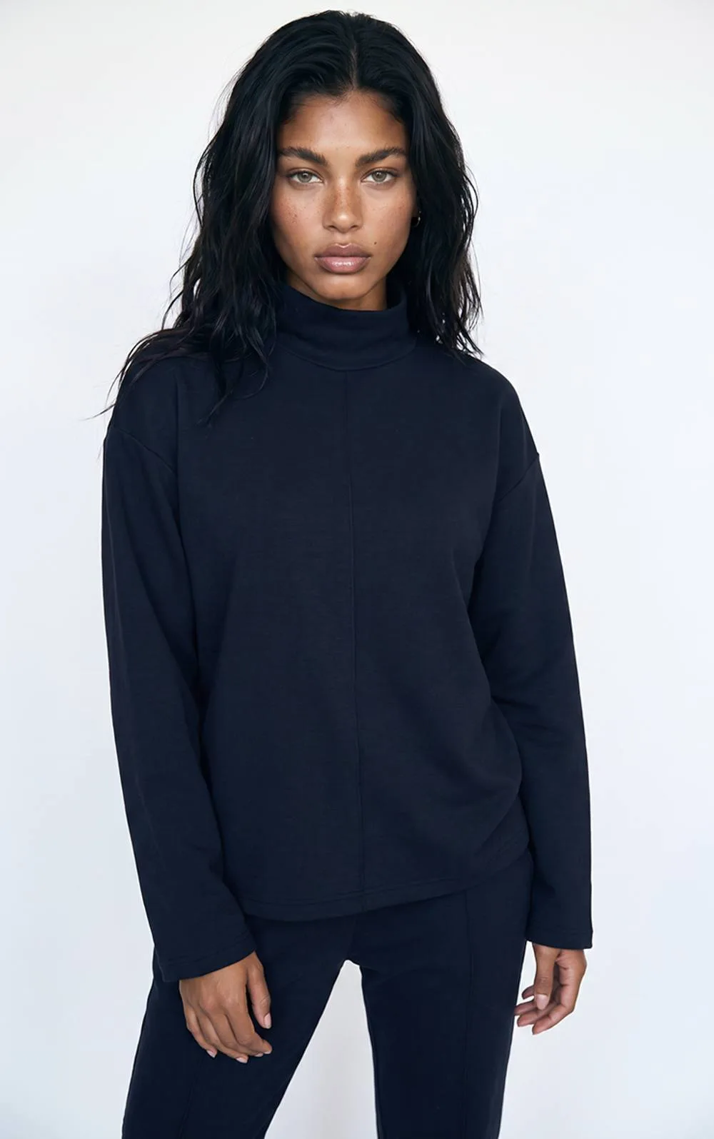 Interlock Seam Funnel Neck Sweatshirt