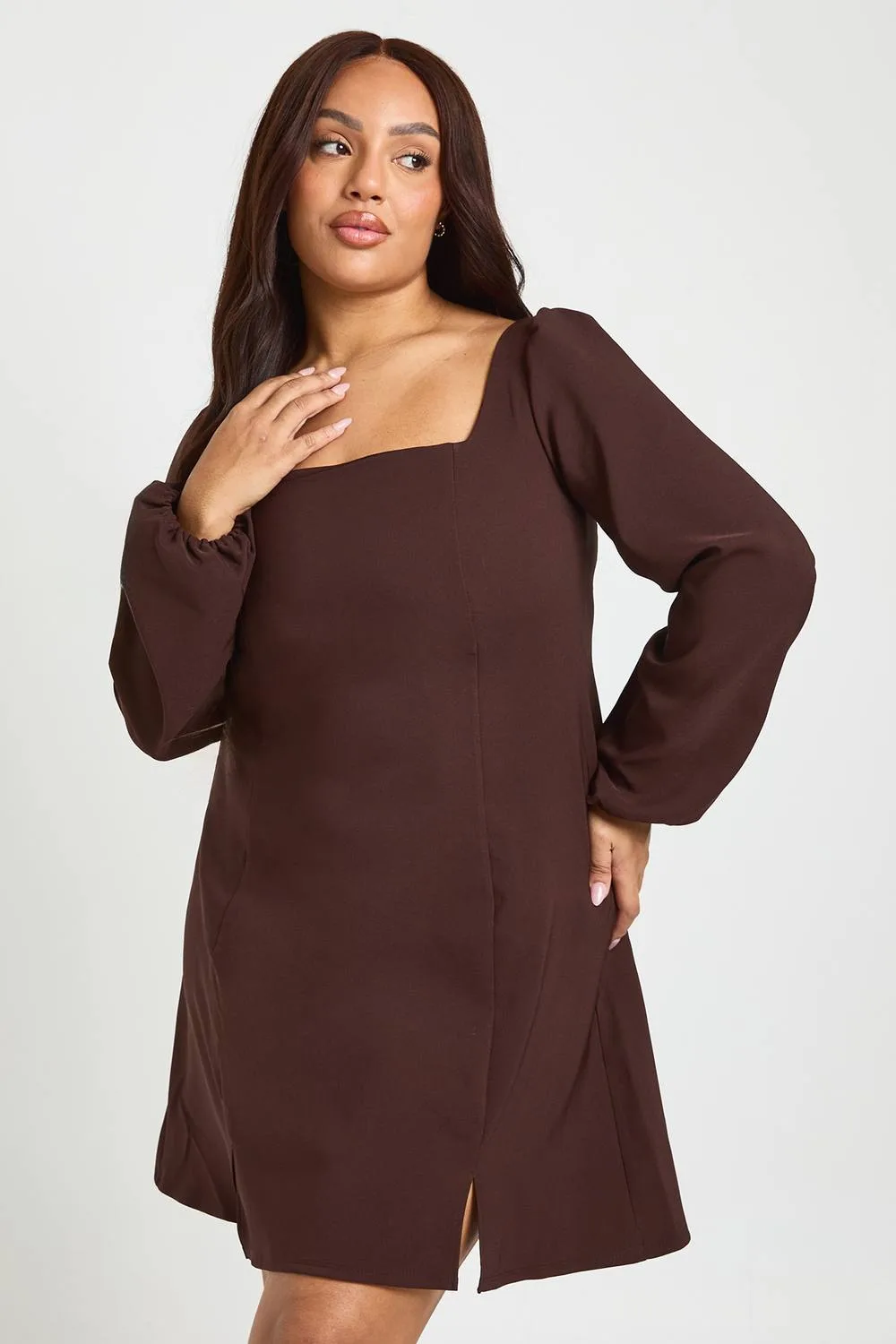 Volume Sleeve Fit & Flare Mini Dress