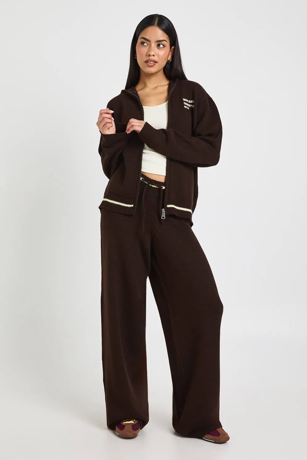 Zip Through Hooded Jumper & Trouser by boohoo