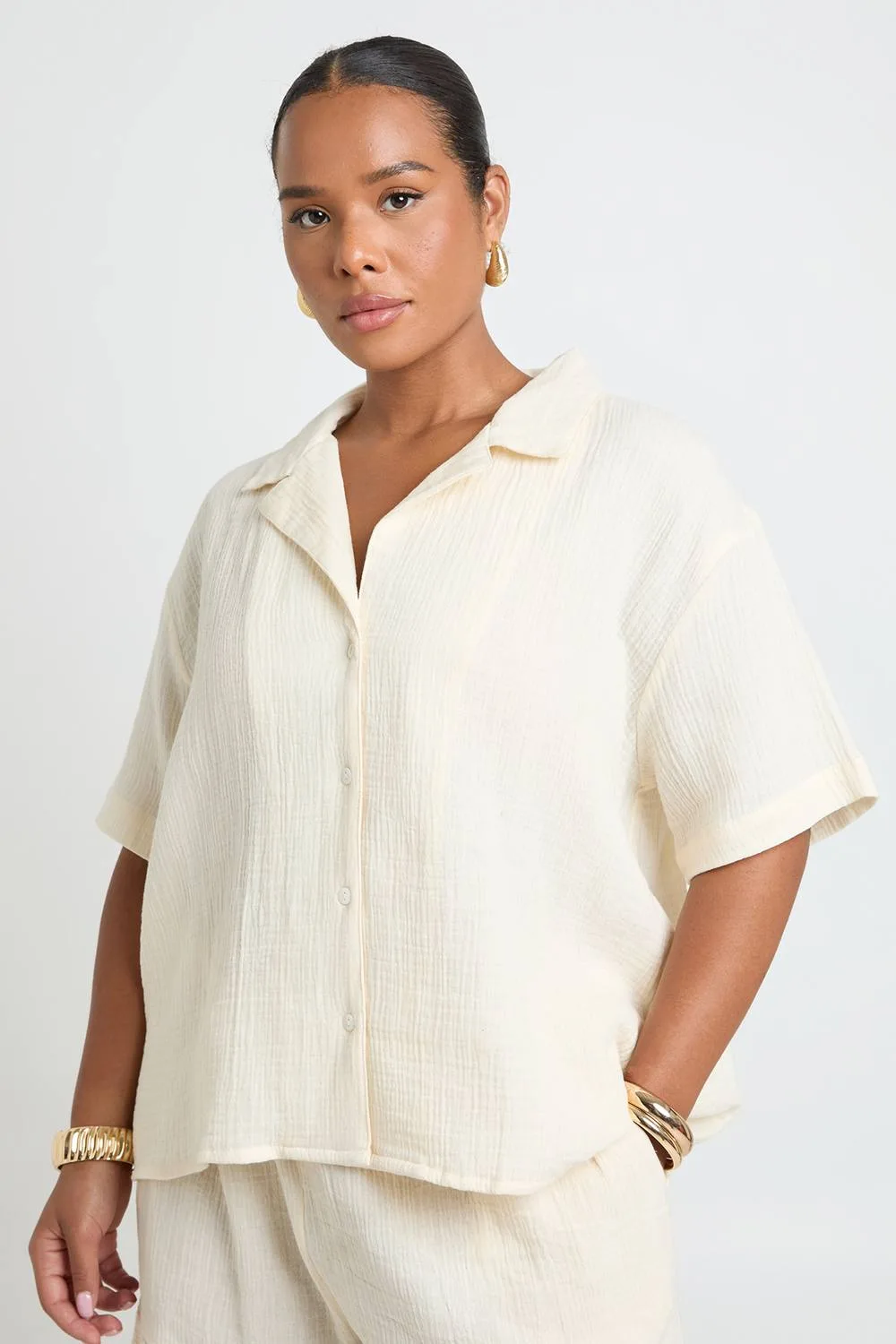 Cheesecloth Oversized Shirt by boohoo