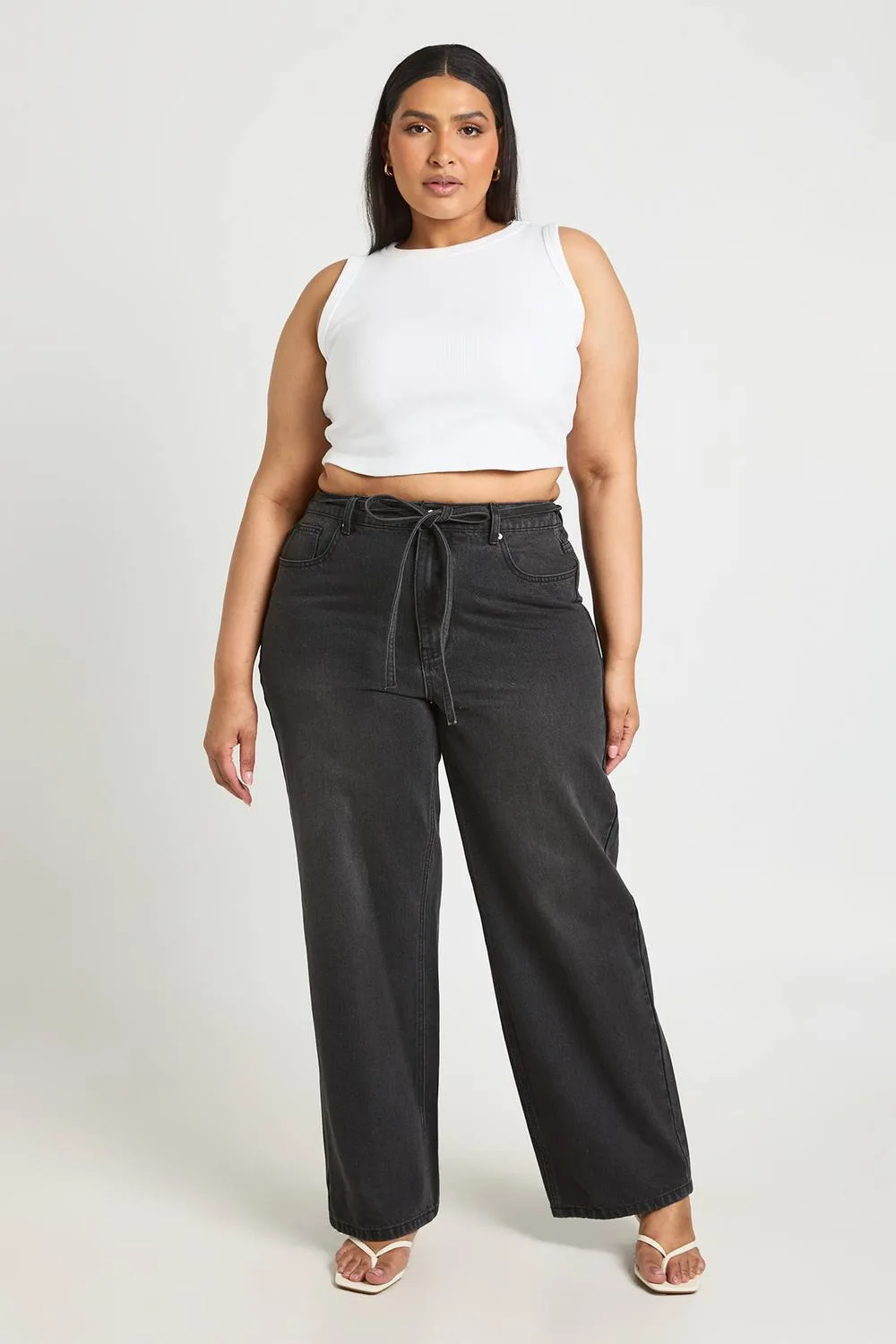 Elasticated Back Channel Tie Wide Leg Jan by boohoo