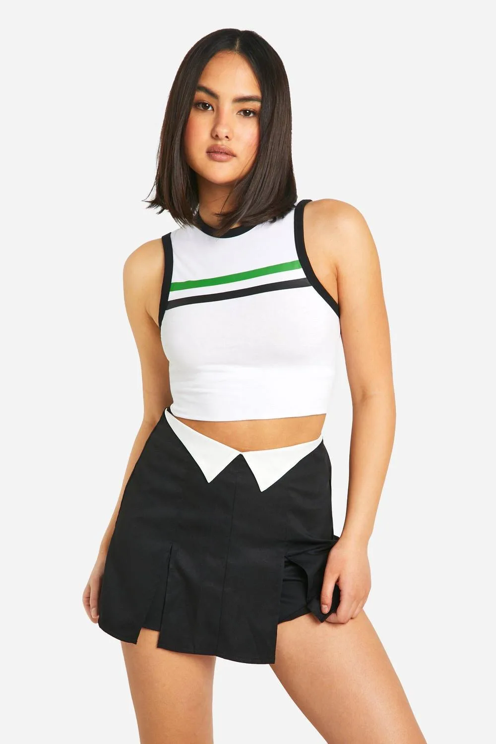 Twill Fold Over Detail Skorts by boohoo