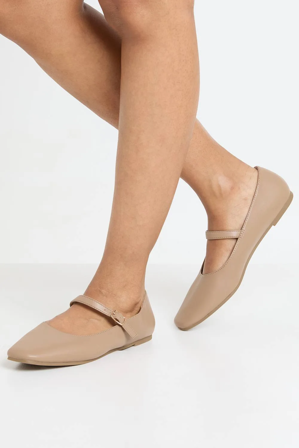 Soft Pu Strap Detail Ballet Flats by boohoo