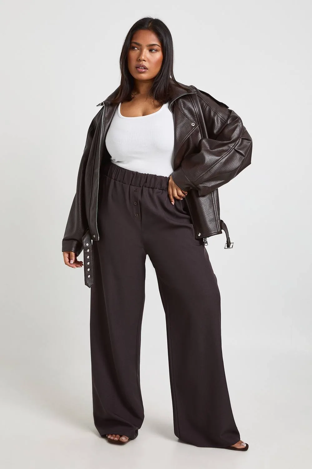 Woven Pocket Button Down Elasticated Waist Trouser