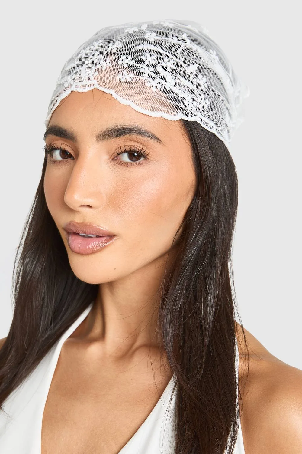 Lace Triangle Head Scarf by boohoo