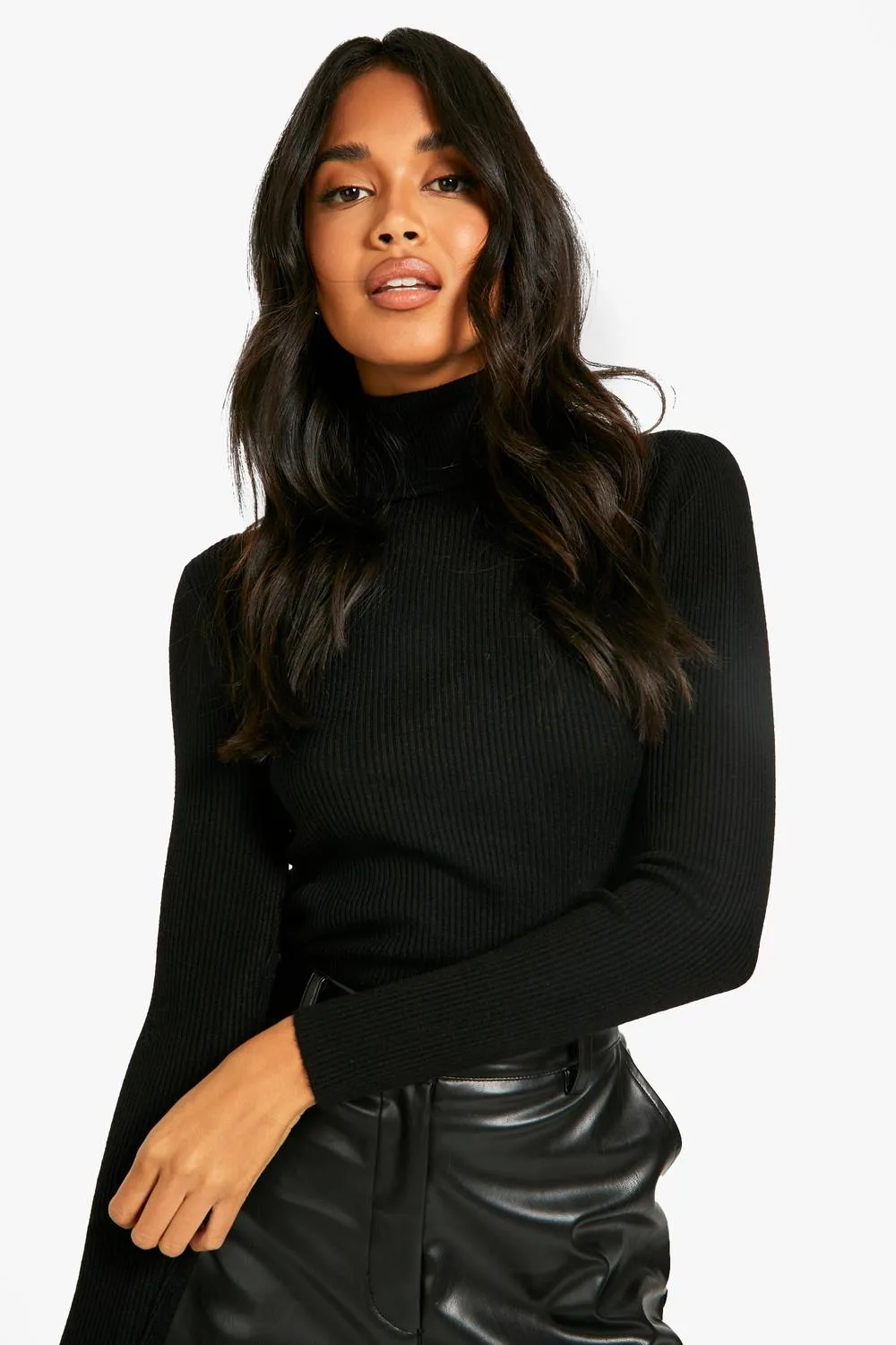Basic Roll Neck Knitted Jumper by boohoo