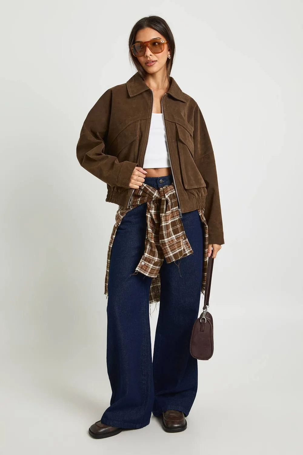 Oversized Faux Suede Jacket by boohoo