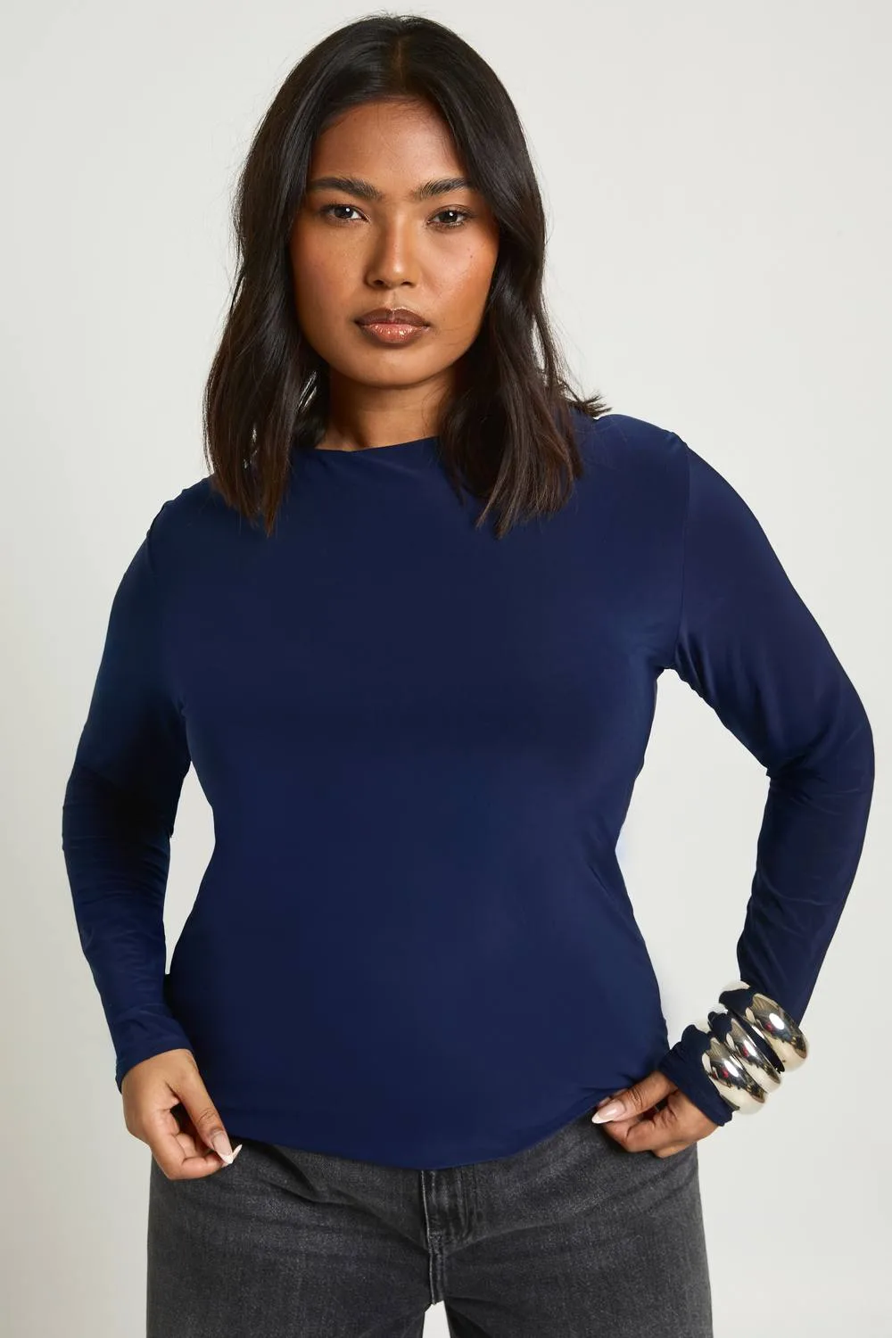 Double Layer Slinky Long Sleeve T-Shirt by boohoo