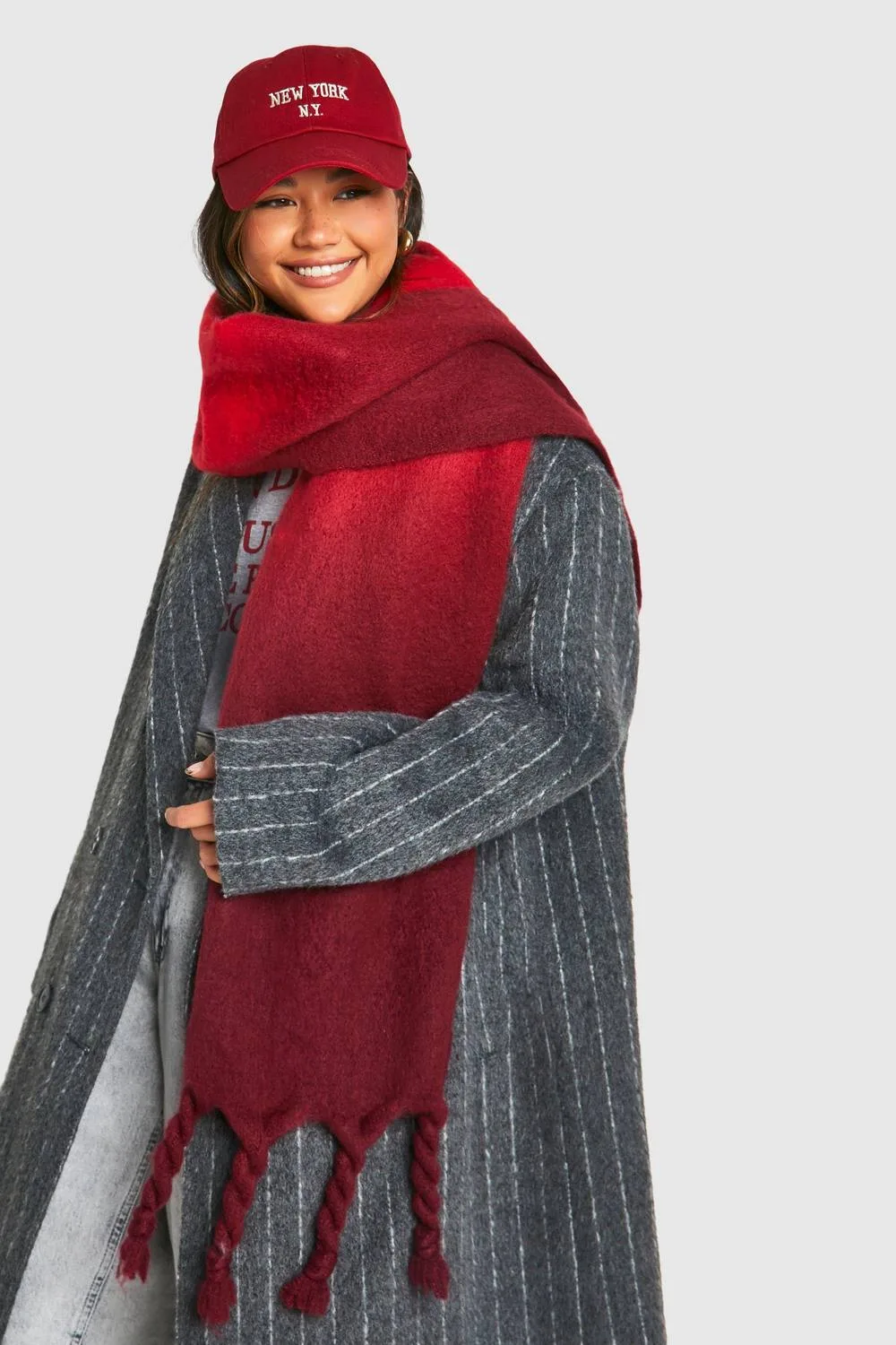 Ombre Oversized Brushed Scarf by boohoo