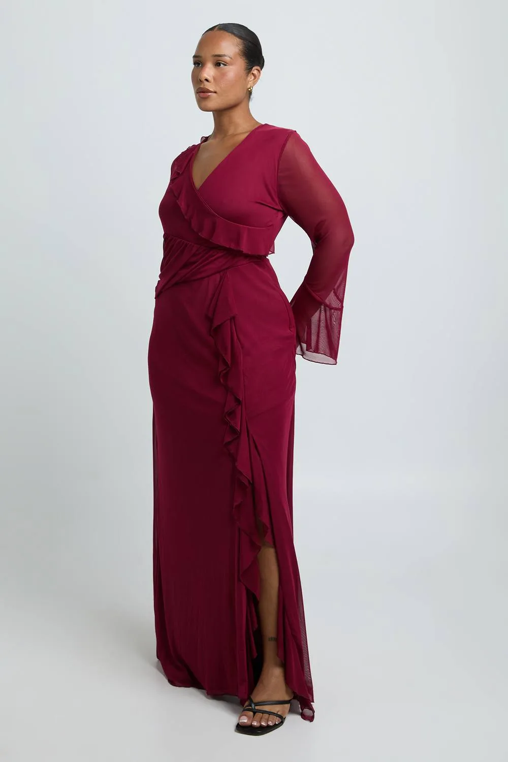 Ruffle Wrap Detail Maxi Dress by boohoo