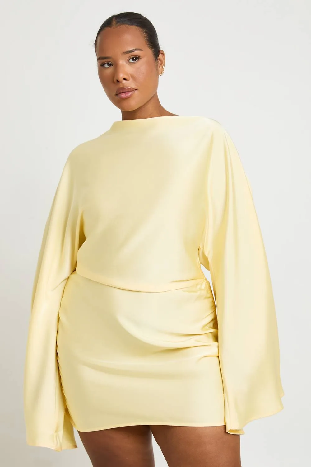 Satin Ruched Shoulder Detail Sleeveless Maxi Dress