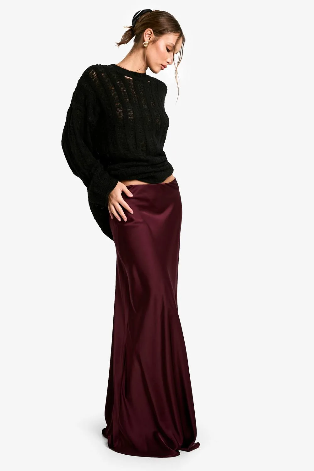 Satin Slip Maxi Skirt by boohoo