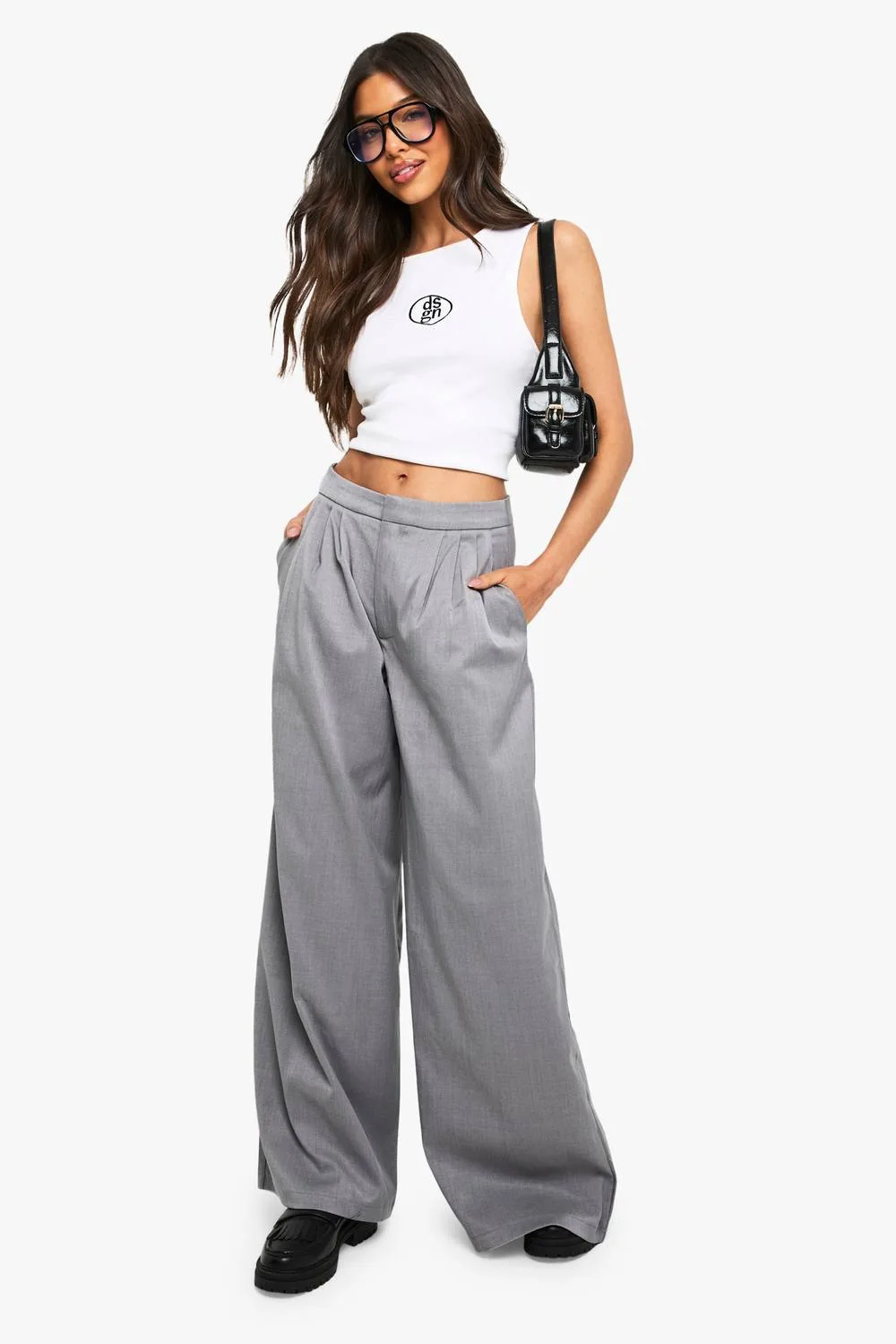 Tailored Wide Leg Trousers by boohoo