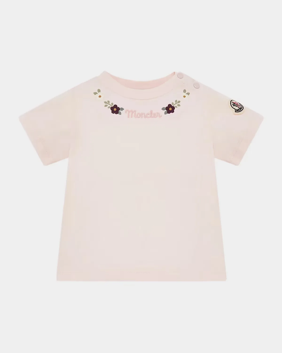 Floral Embroidered Logo Short-Sleeve T-Shirt by Moncler