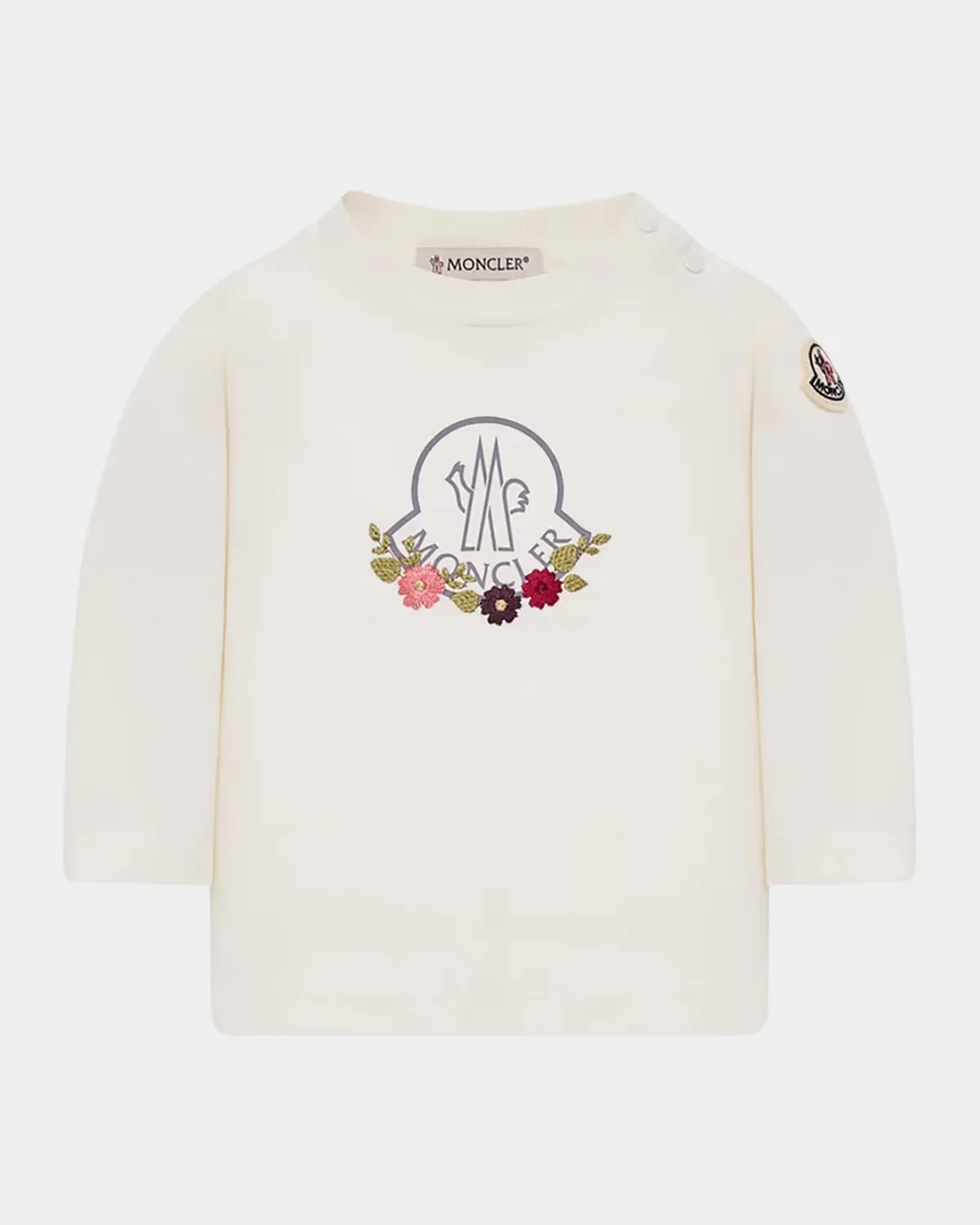 Floral-Embroidered Logo Long-Sleeve T-Shirt - SILK by Moncler