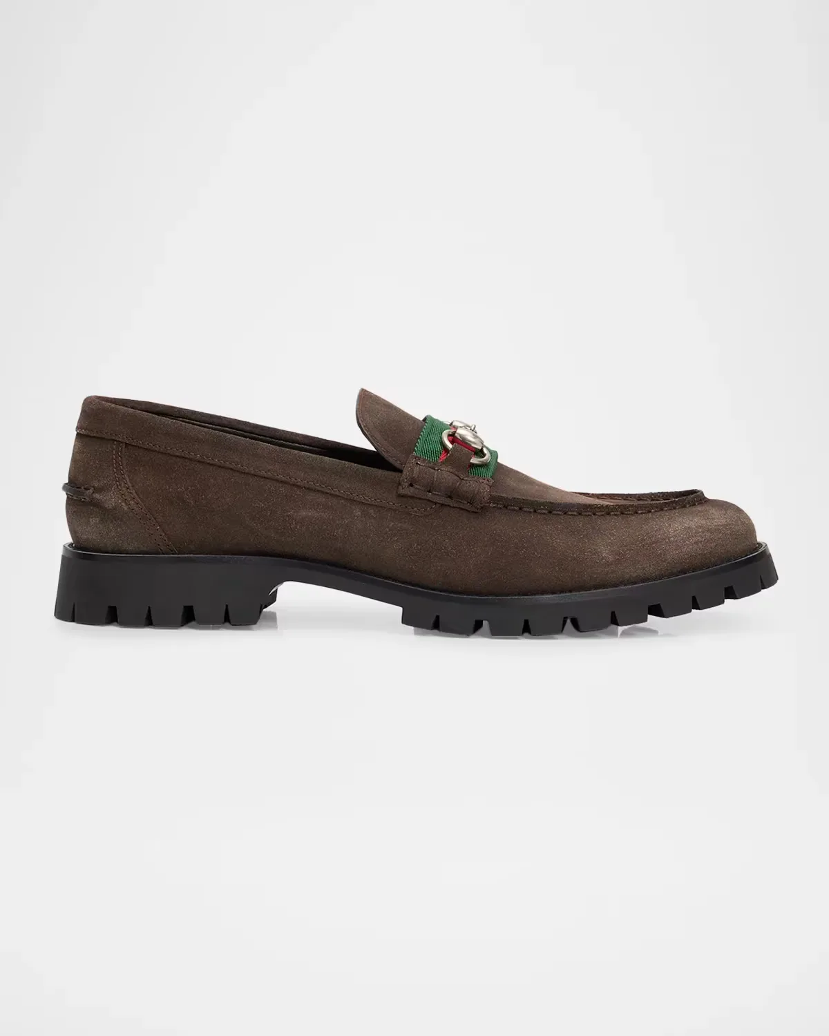 Sylke Suede Web Bit Loafers by Gucci