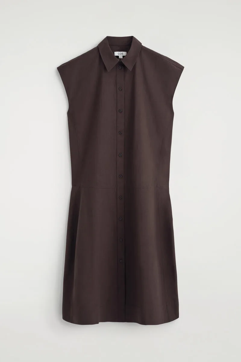Sleeveless Cotton-Poplin Shirt Dress