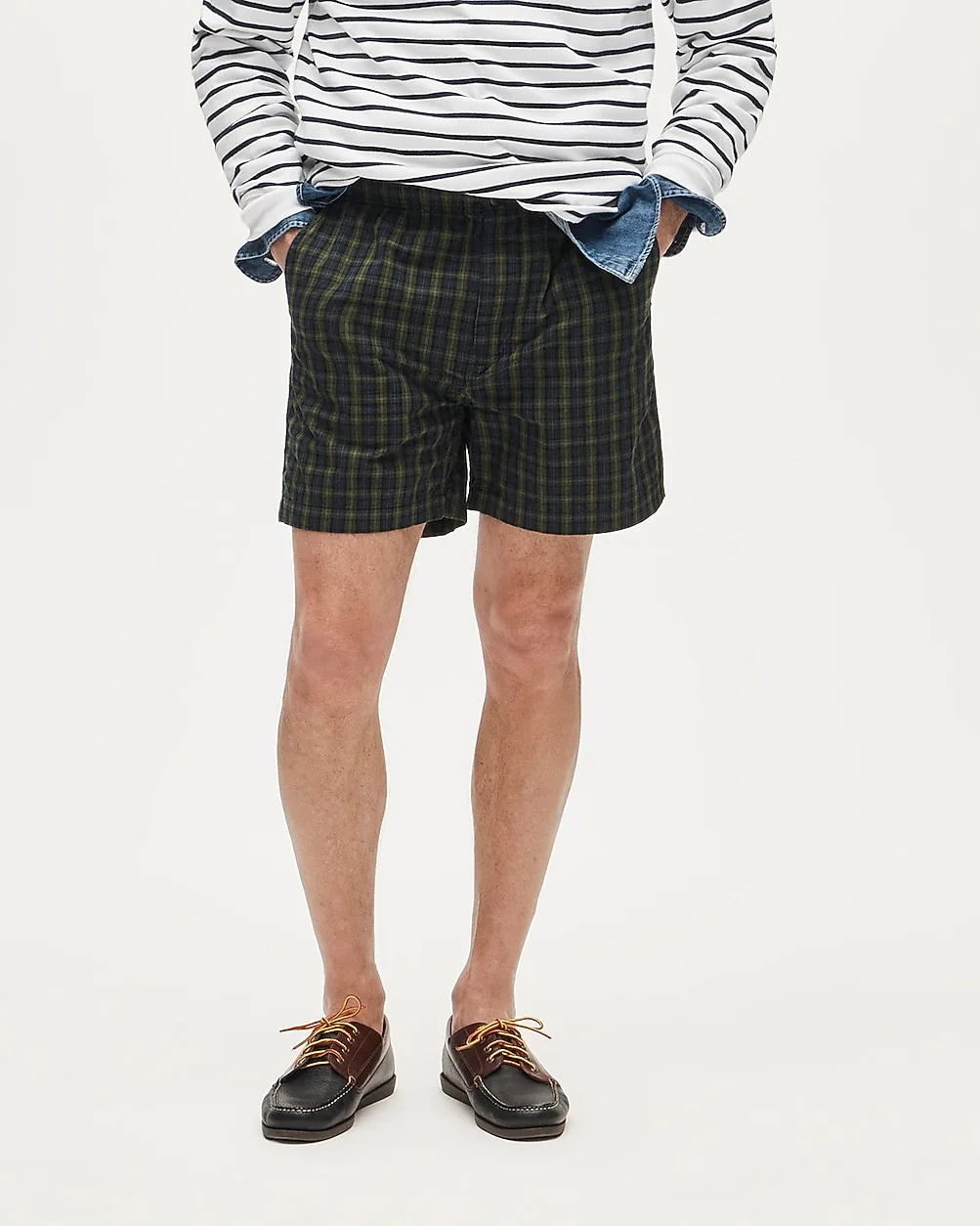 5.5" Pier Short in Cotton Plaid by J.Crew