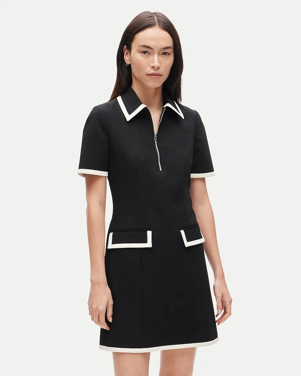 Parc Dress in Contrast-Trim Four-Season Stretch by J.Crew