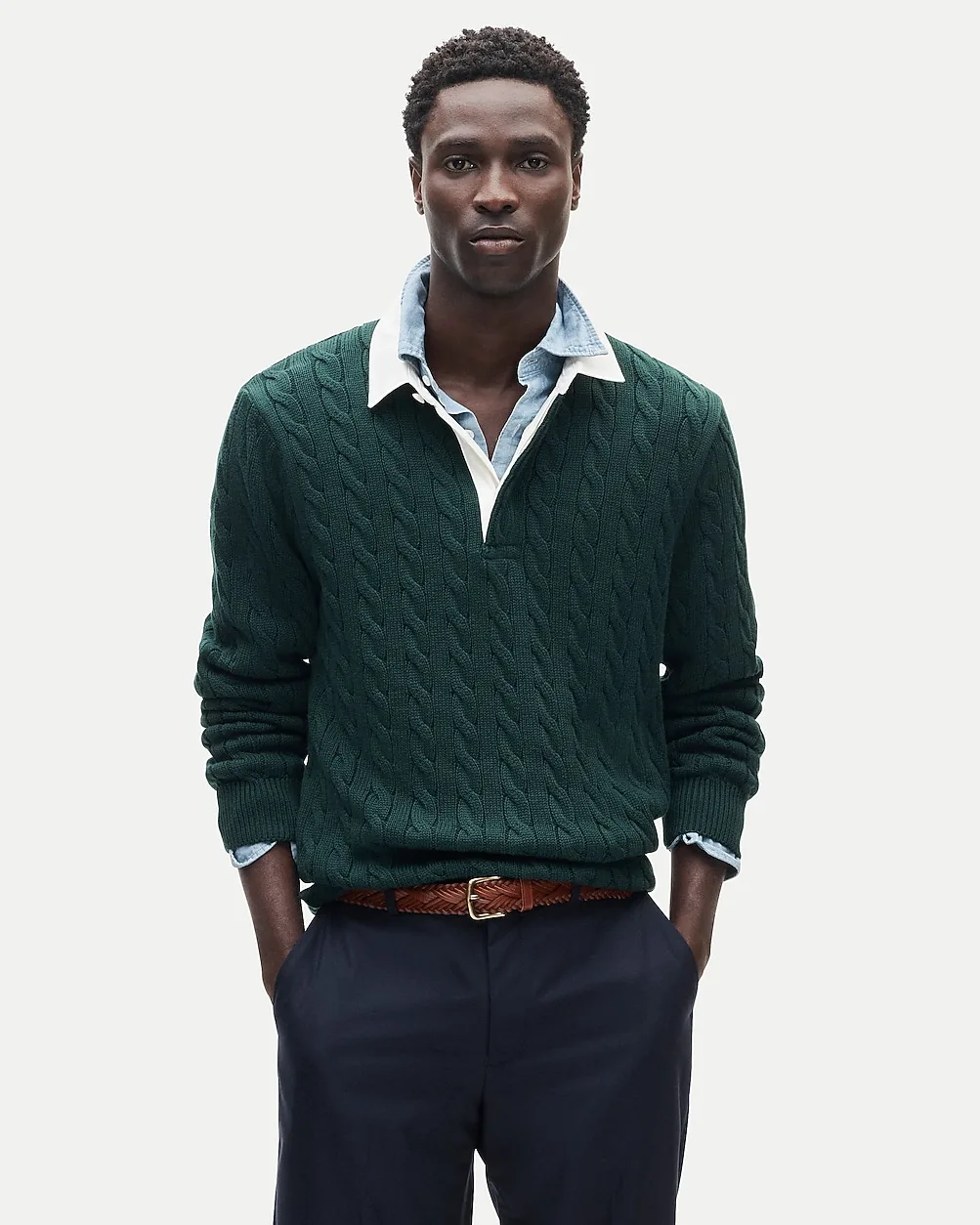 Heritage Cotton Cable-Knit Rugby Sweater by J.Crew