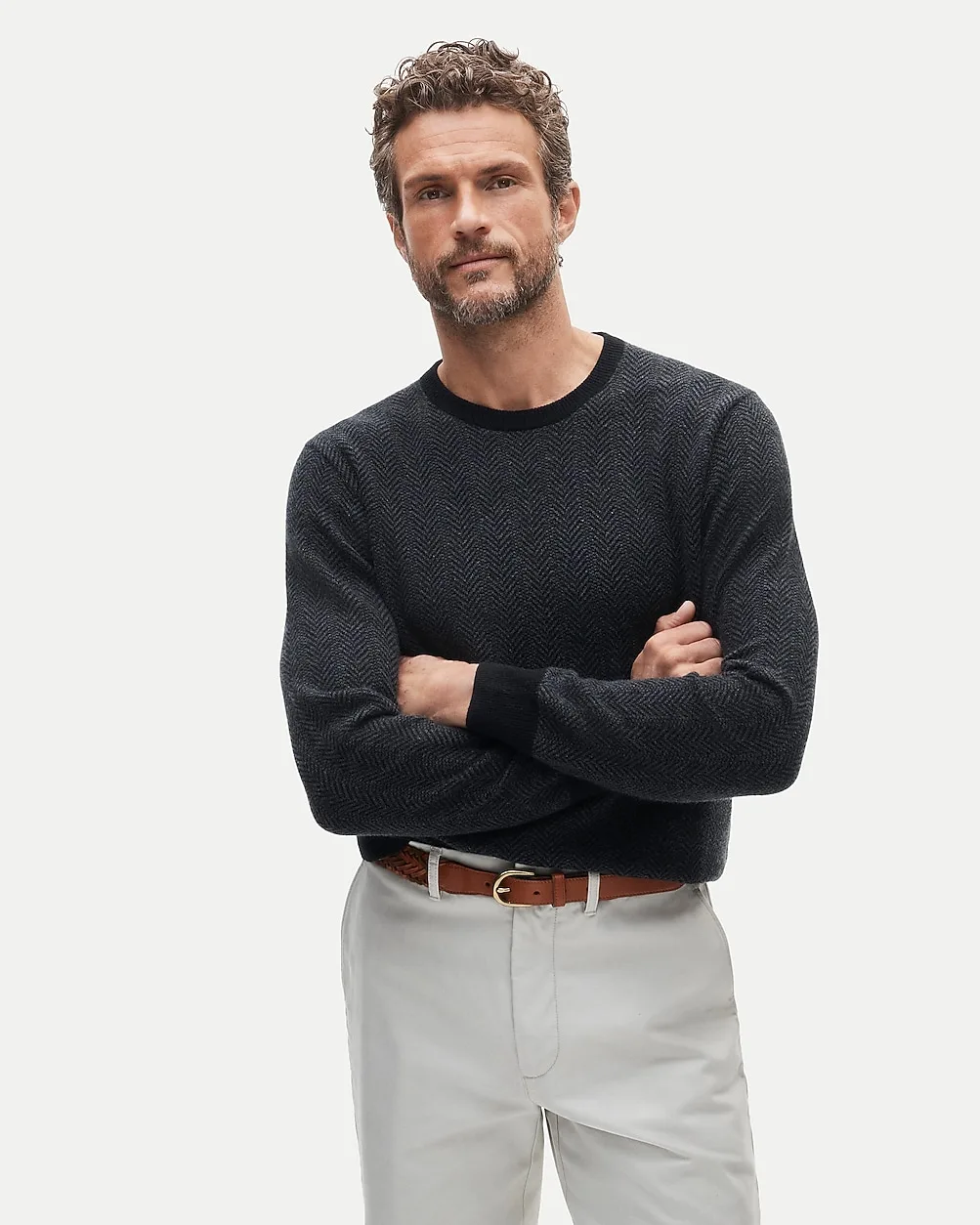 Cashmere Crewneck Sweater in Herringbone by J.Crew
