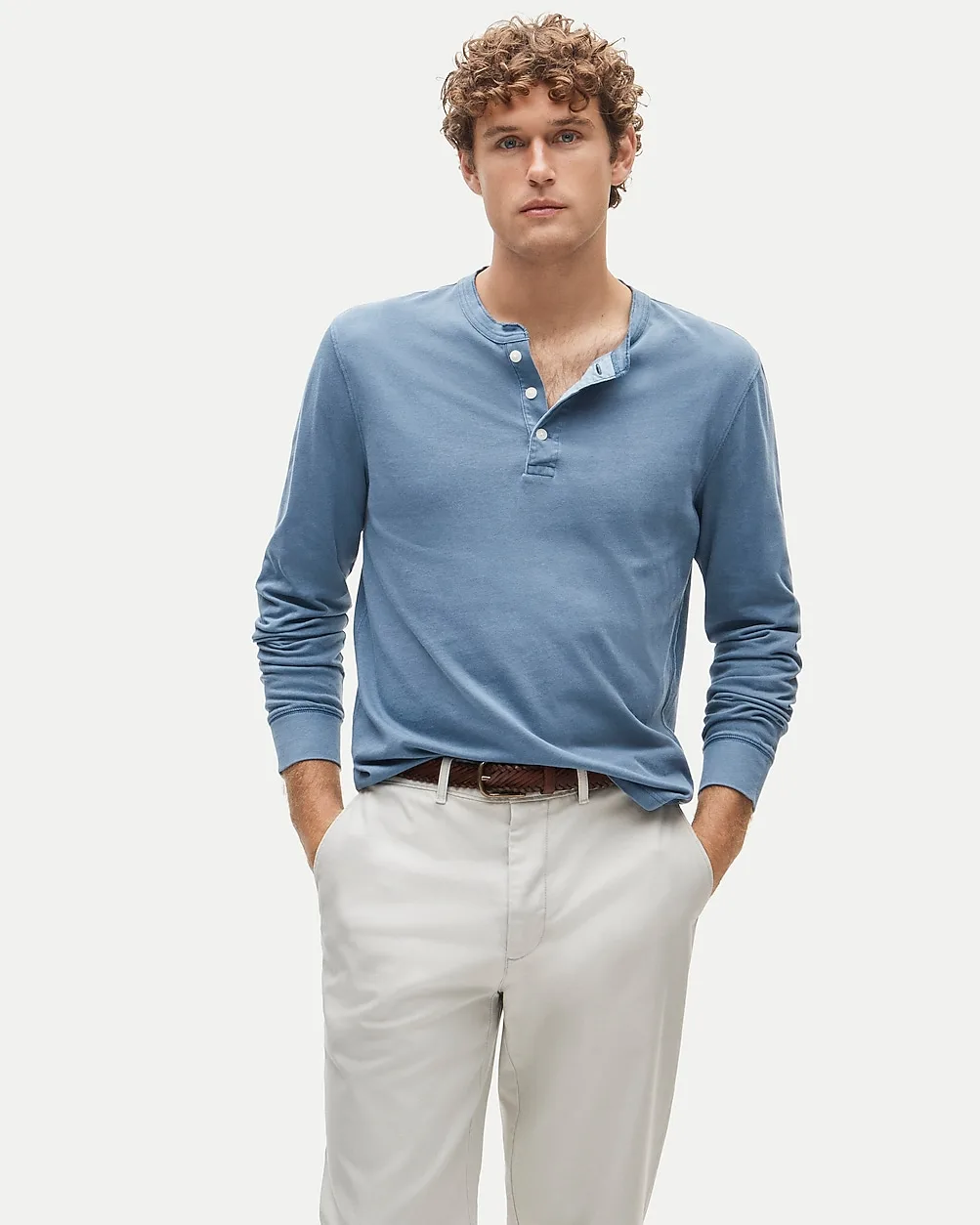 Tall Vintage-Wash Cotton Henley