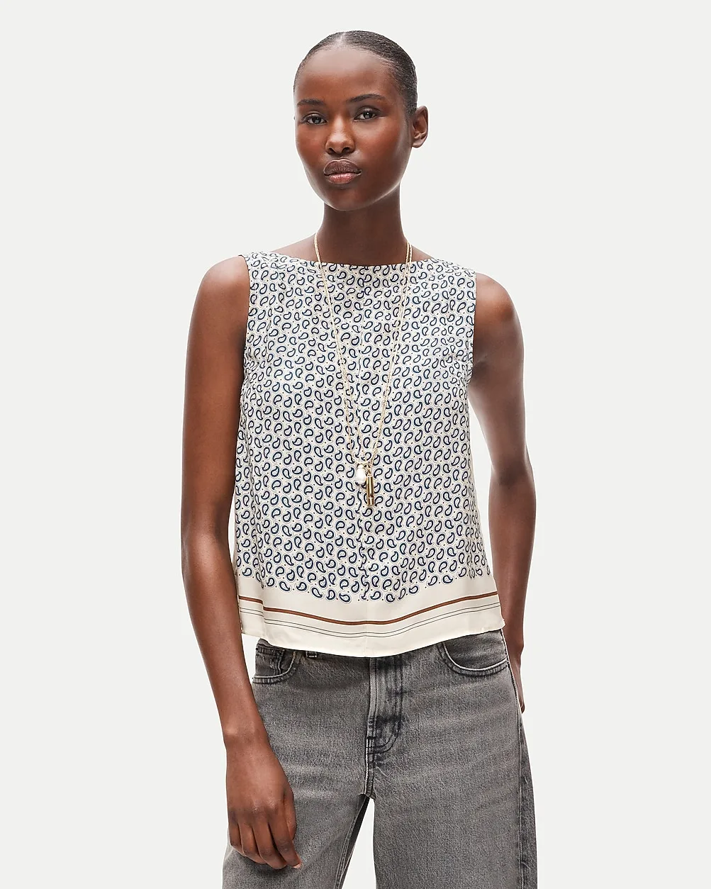 Shell Top in Scarf-Print Viscose Twill by J.Crew
