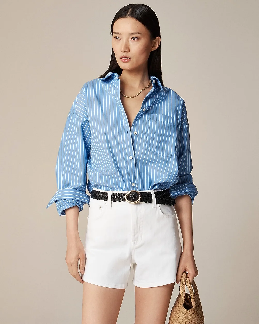 High-Rise White Denim Short by J.Crew