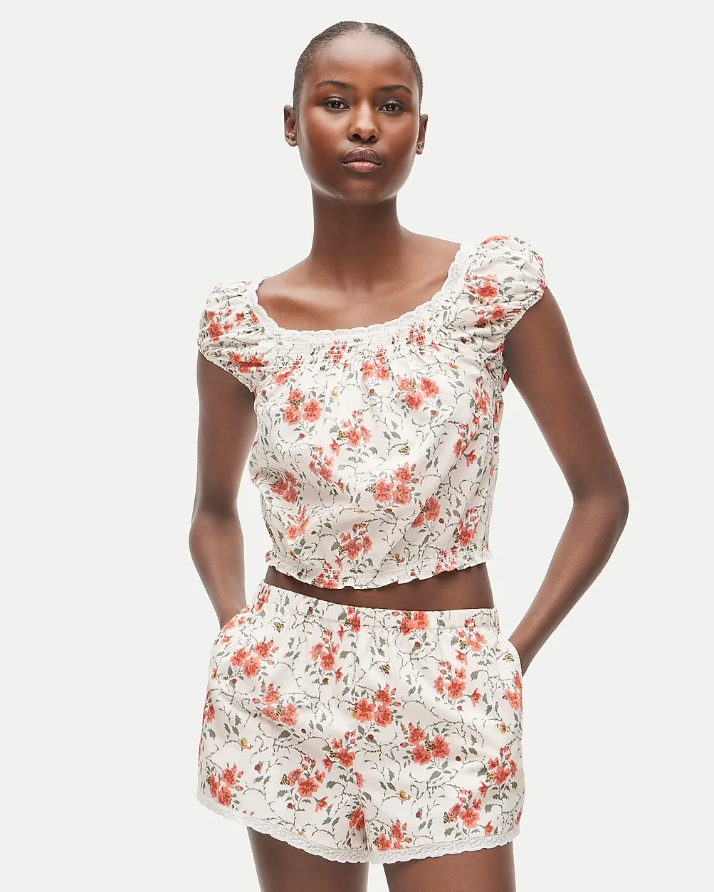 Garden Floral Pajama Short Set in Cotton Poplin by J.Crew