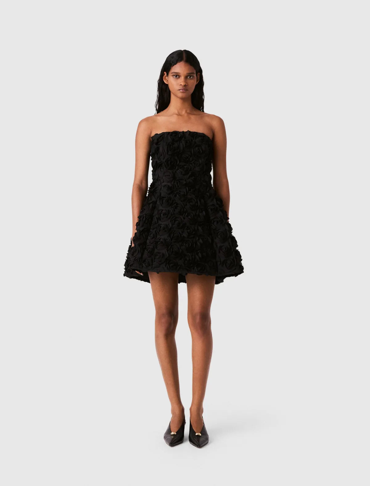 Strapless Dress with Flowers by Maje