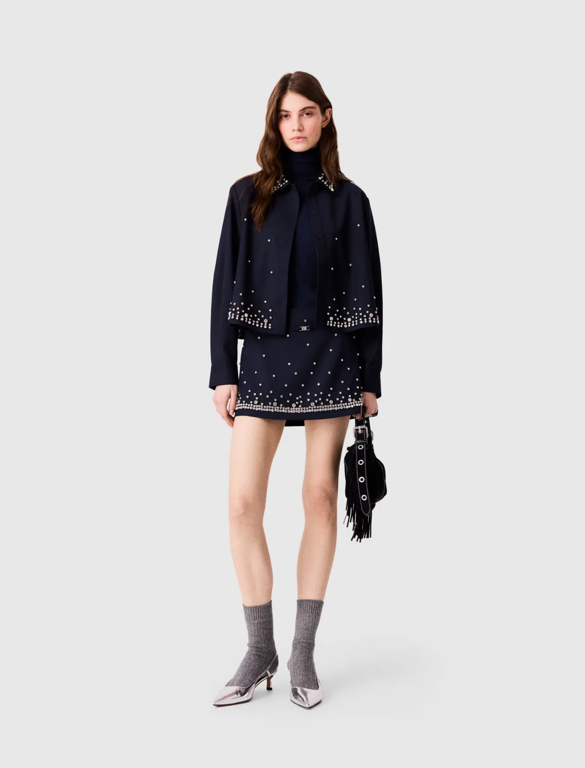 Rhinestone Layered Skort by Maje