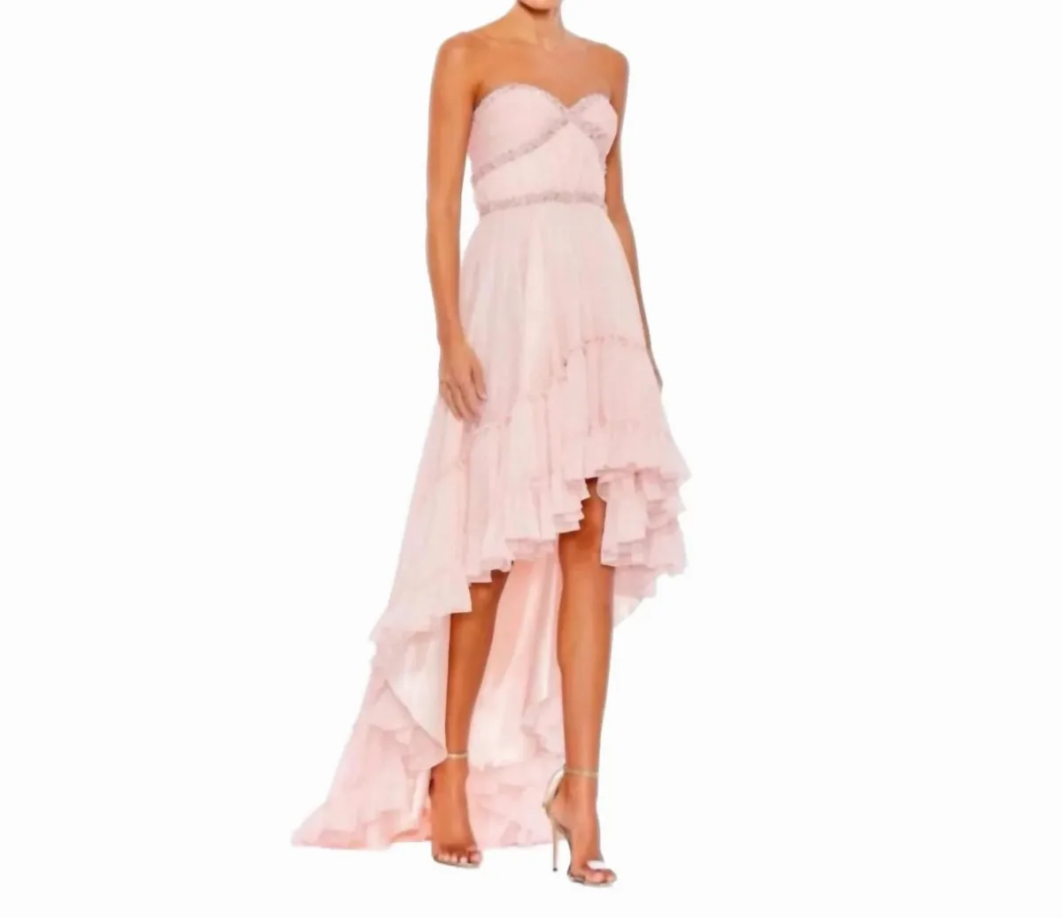 Strapless High Low Gown by Mac Duggal