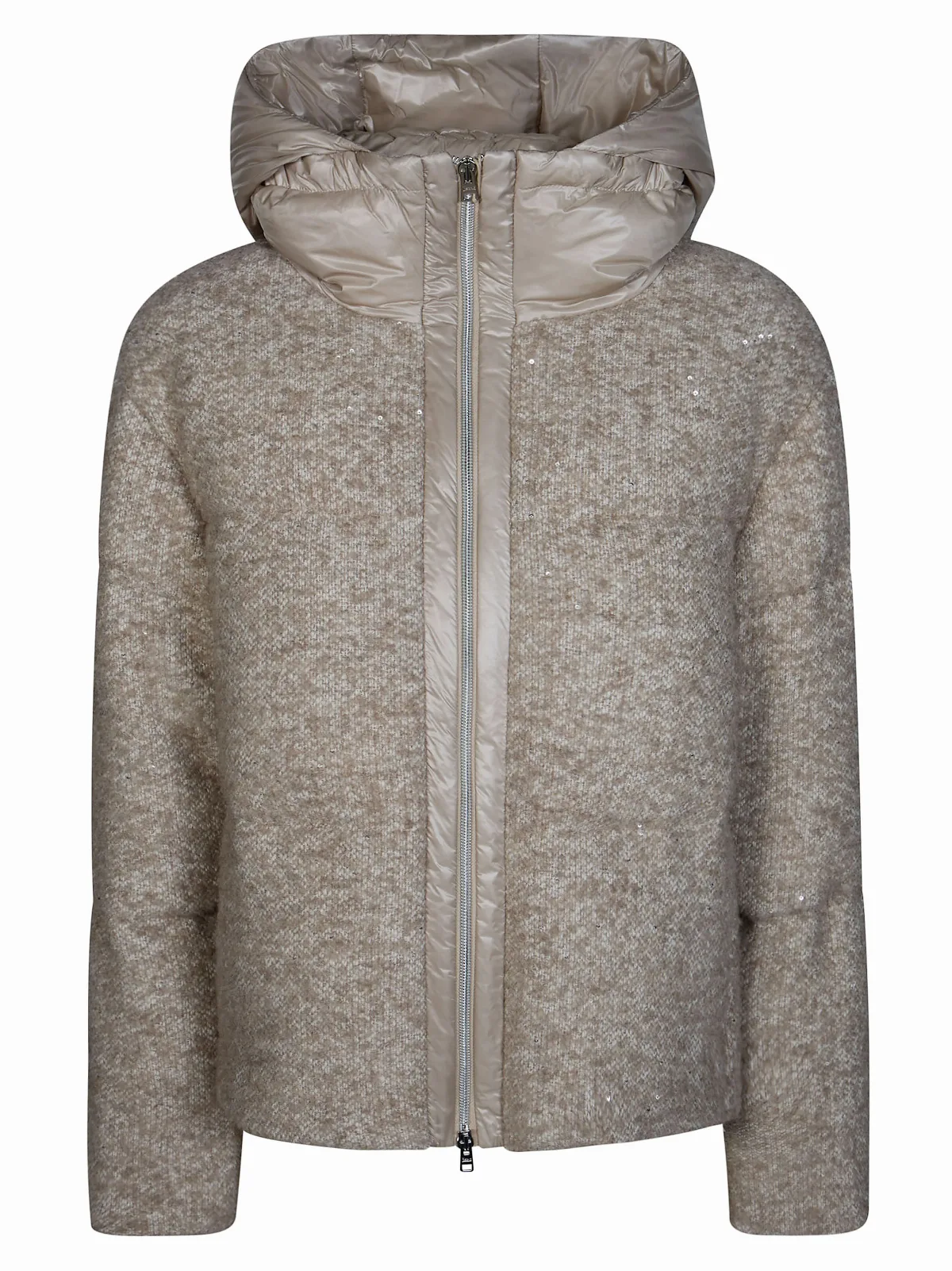 Cropped Textured Knit Hooded Down Jacket by Herno