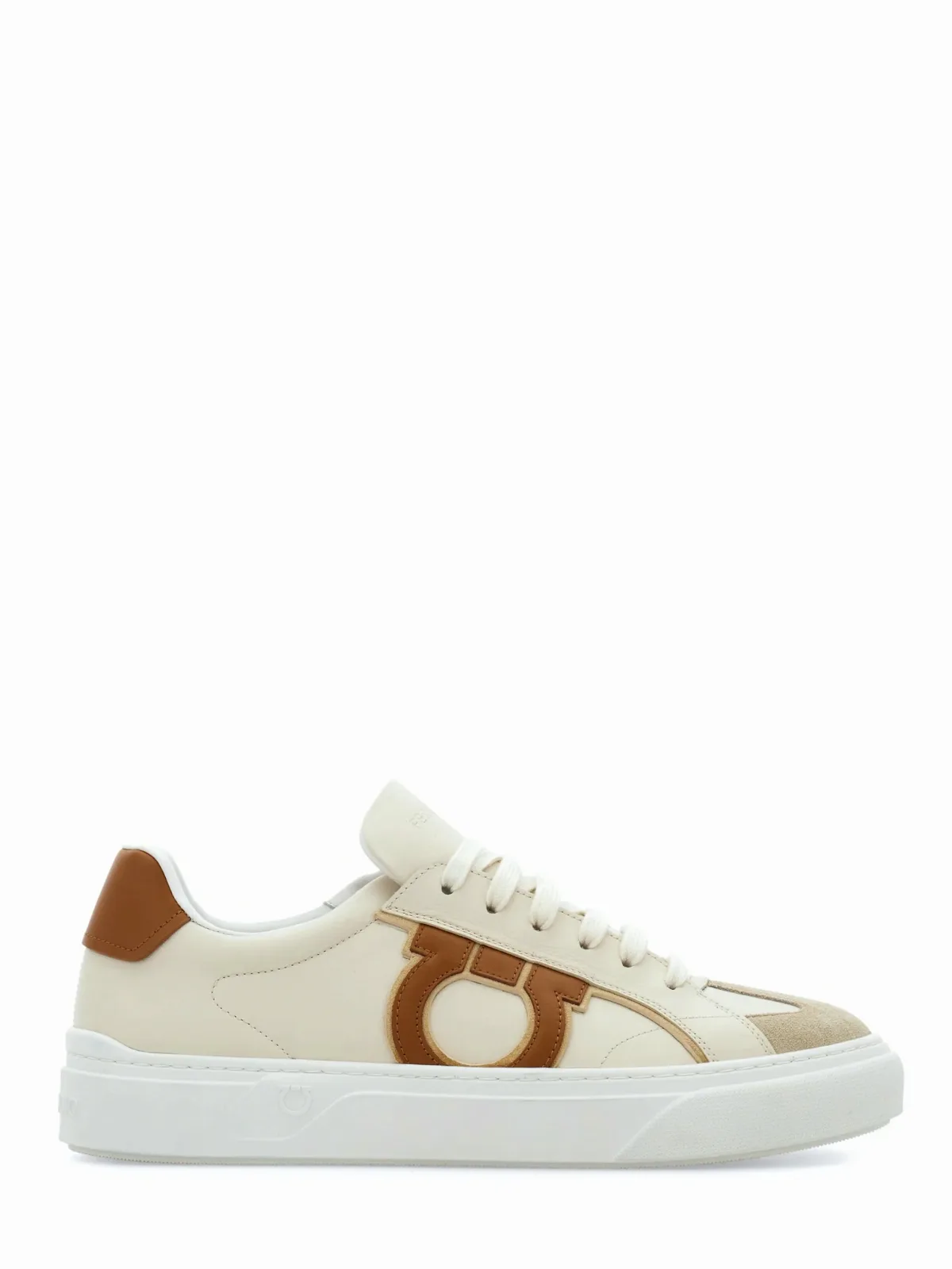 Low-Top Leather Sneakers with Prominent Logo Detail by Ferragamo