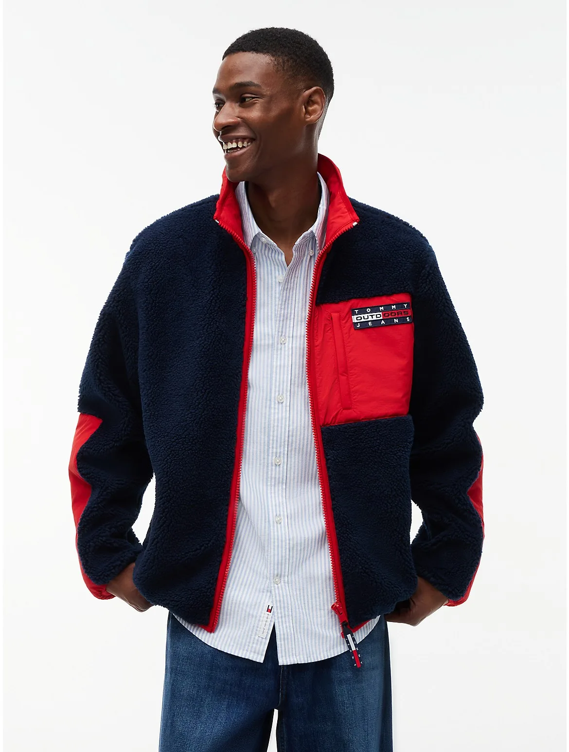 Tommy Jeans Flag Teddy Fleece Jacket by Tommy Hilfiger