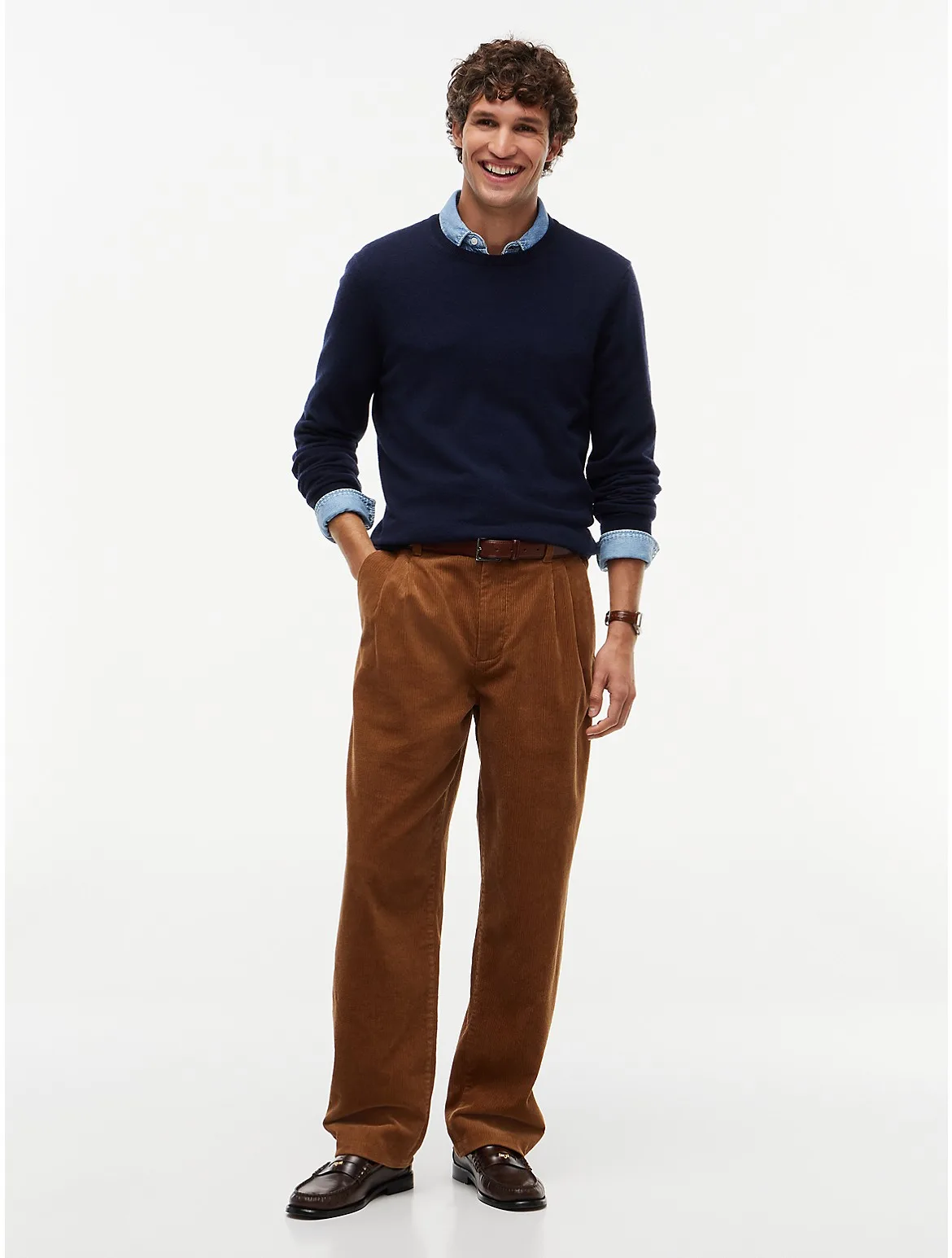 Relaxed Pleated Corduroy Pant