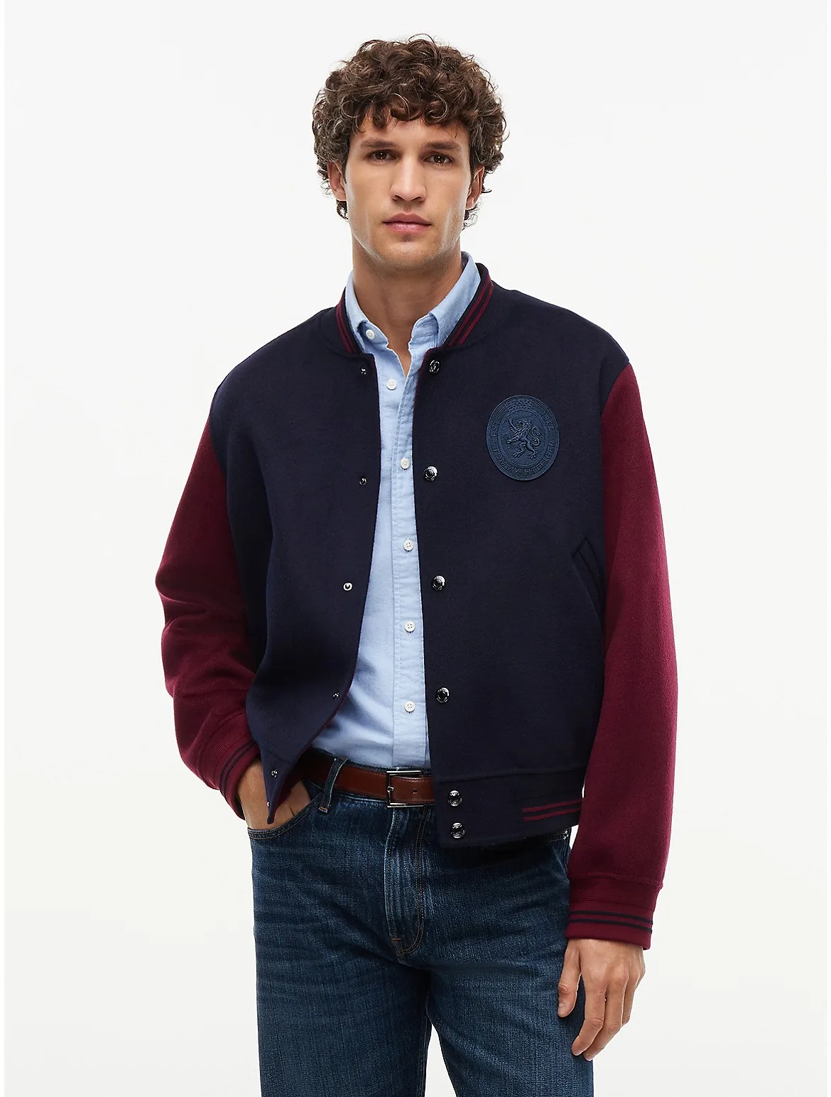 New York Label Wool-Cashmere Blend Varsity Jacket by Tommy Hilfiger