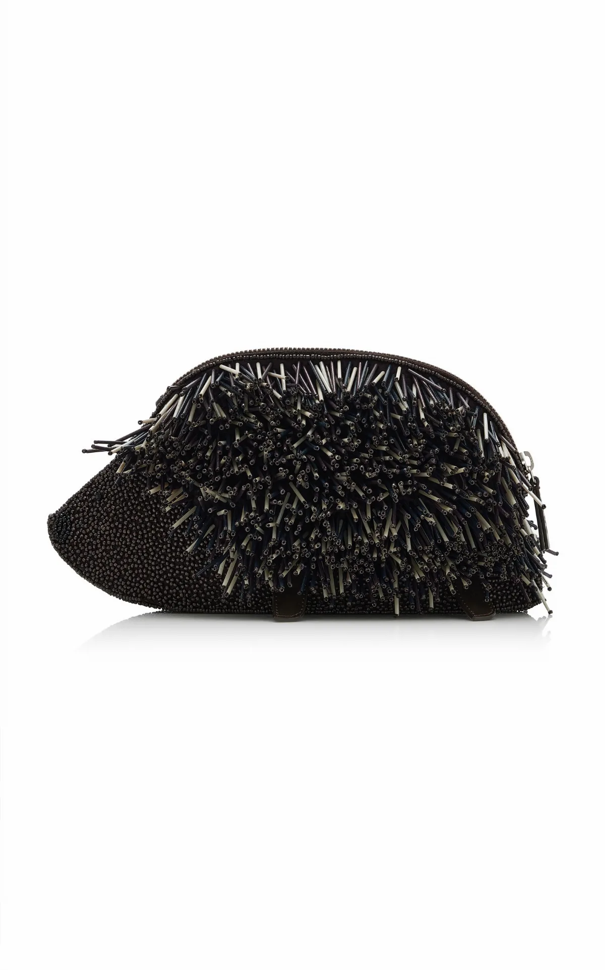 Porcupine Beaded Leather Clutch by STAUD