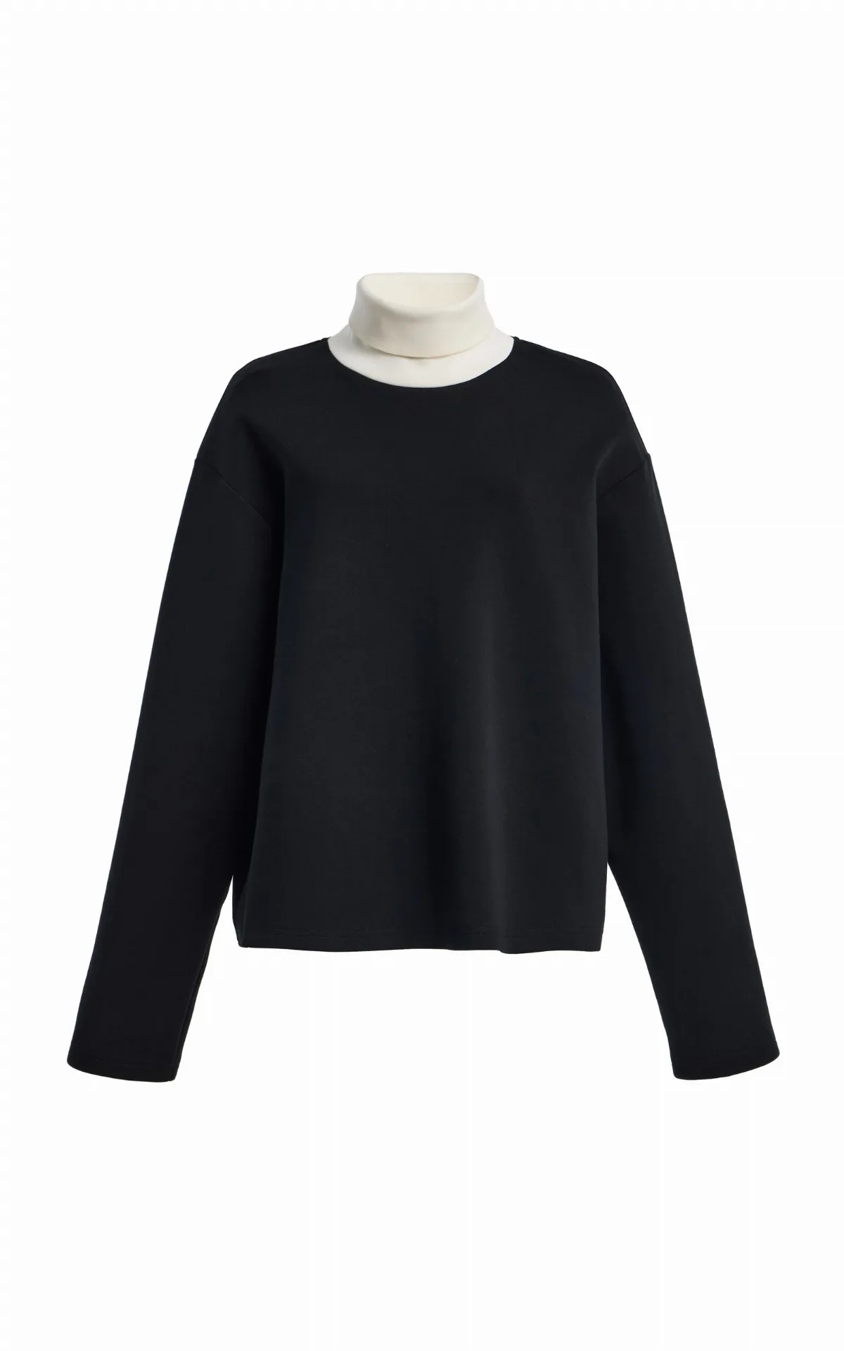 Contrast Turtleneck Jersey Top by Lii