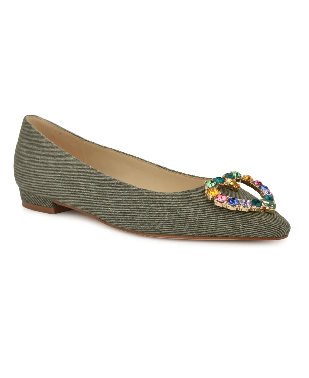 Hearts Rhinestone Pointy Toe Flats by Nine West