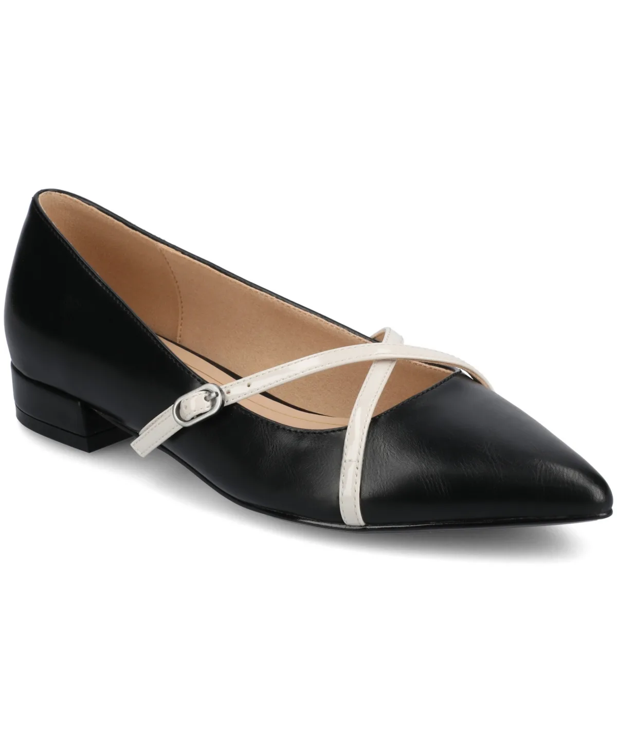 Camby Crisscross Strap Pointed Toe Flats by Journee Collection