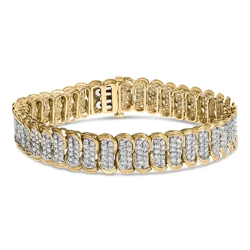 10K Yellow Gold 4.0 Cttw Diamond S-Link Bracelet by Haus of Brilliance
