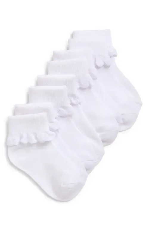 4-Pack Scallop Cuff Ankle Socks by Capelli New York