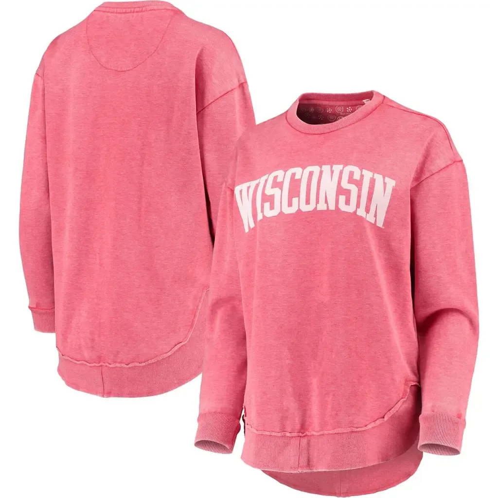Wisconsin Badgers Vintage Wash Pullover Sweatshirt by PRESSBOX