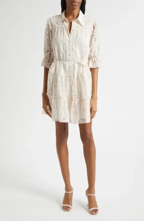 Rayla Floral Jacquard Tiered Shirtdress by Cinq à Sept