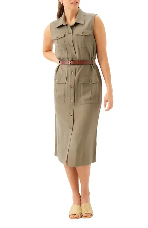 Belted Sleeveless Shirtdress by Karen Kane