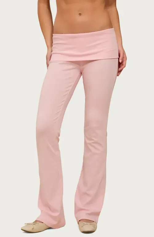 Ivanne Foldover Stretch Cotton Flare Pants by EDIKTED