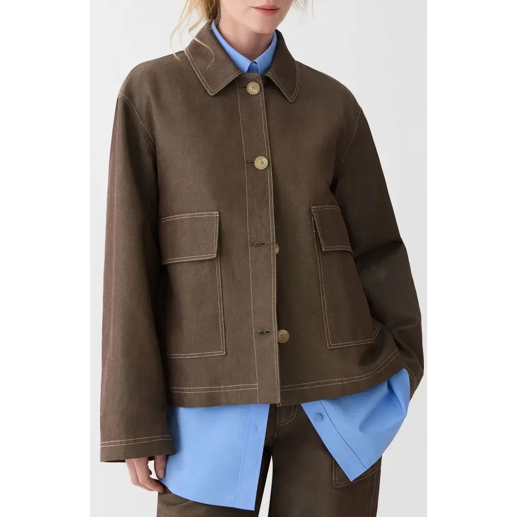 Workwear Cotton & Linen Twill Jacket by Lafayette 148 New York